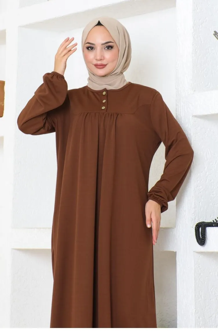 2085Mg Robe Hijab Robe De Sport Marron 17153