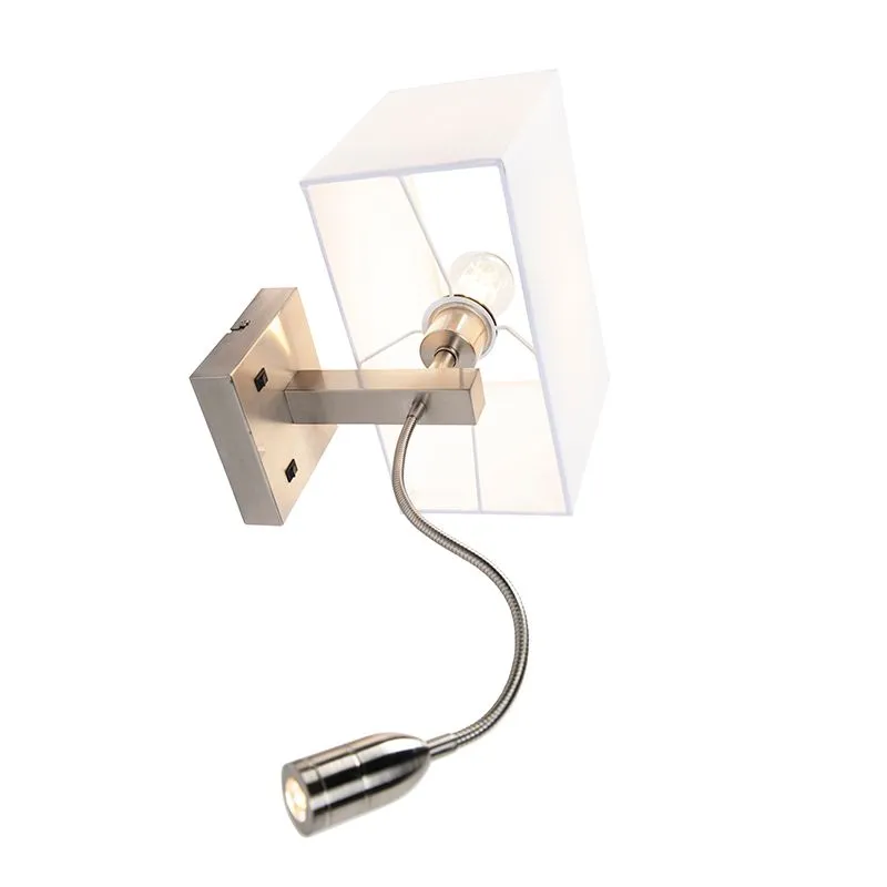 Applique murale Smart en acier avec abat-jour blanc crème avec Wifi P45 - Bergamo