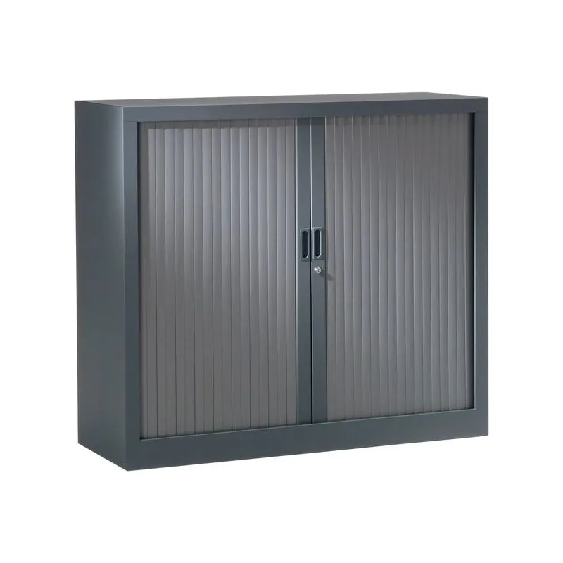 Armoire basse monobloc à rideaux GENERIC - 100 x 120 x 43 cm - anthracite/anthracite