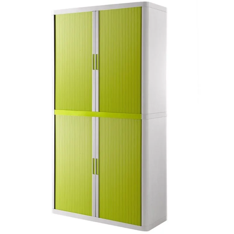 Armoire haute - Hauteur 2 mètres - corps blanc - rideaux vert