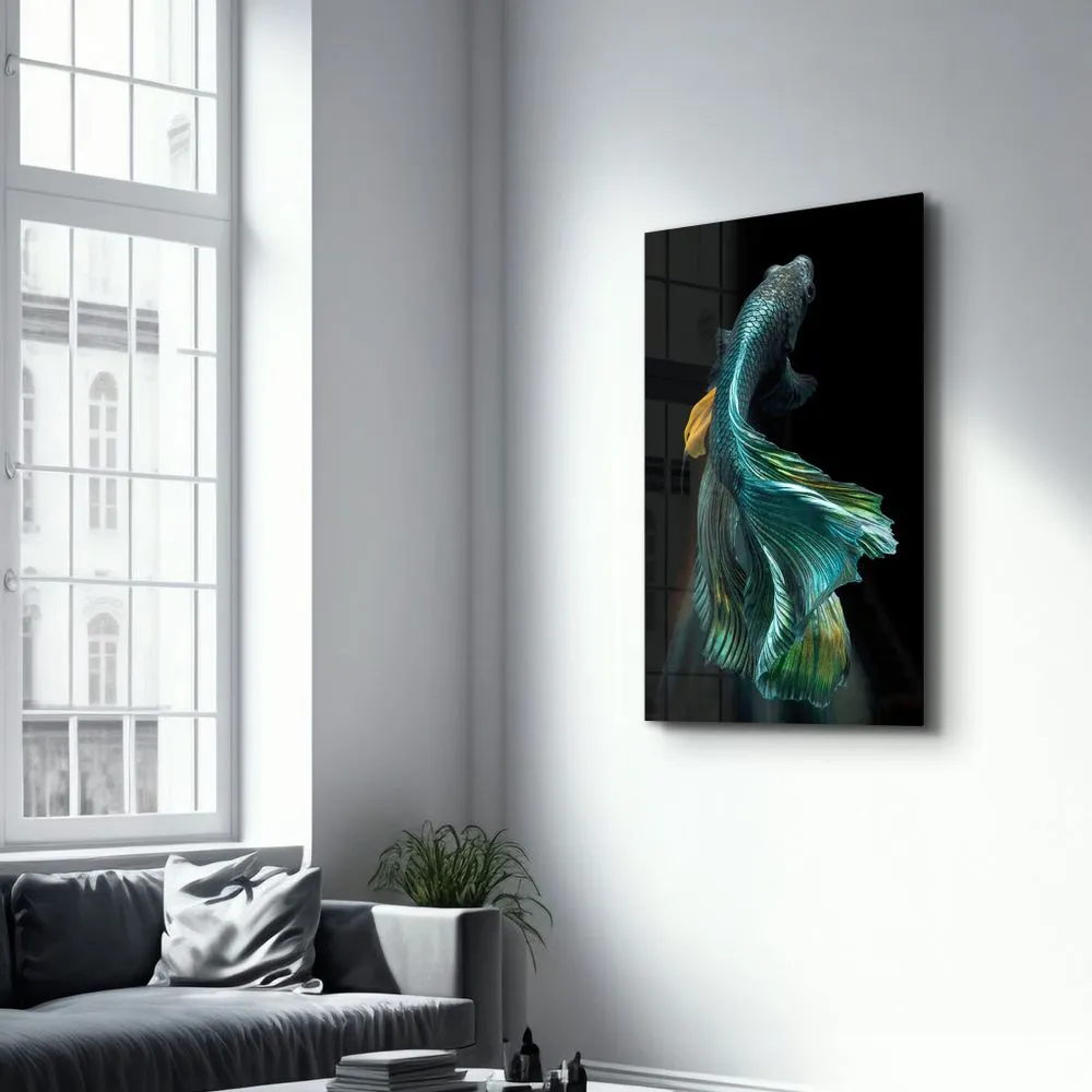 Blue fish | glass wall art