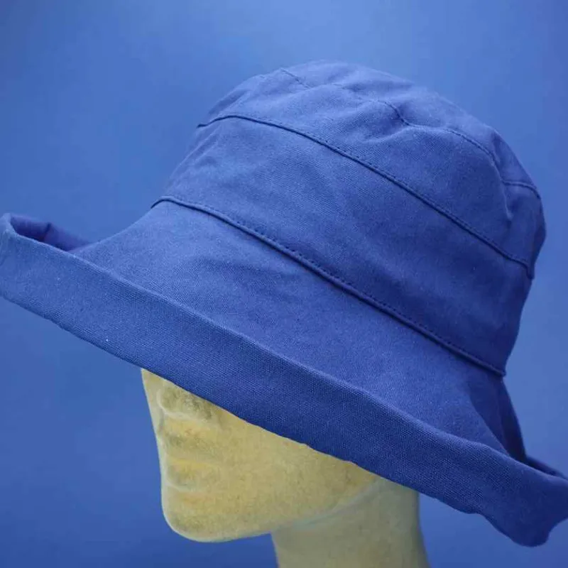 Bob à grand bord en coton coloris navy | Chapeau d'été femme