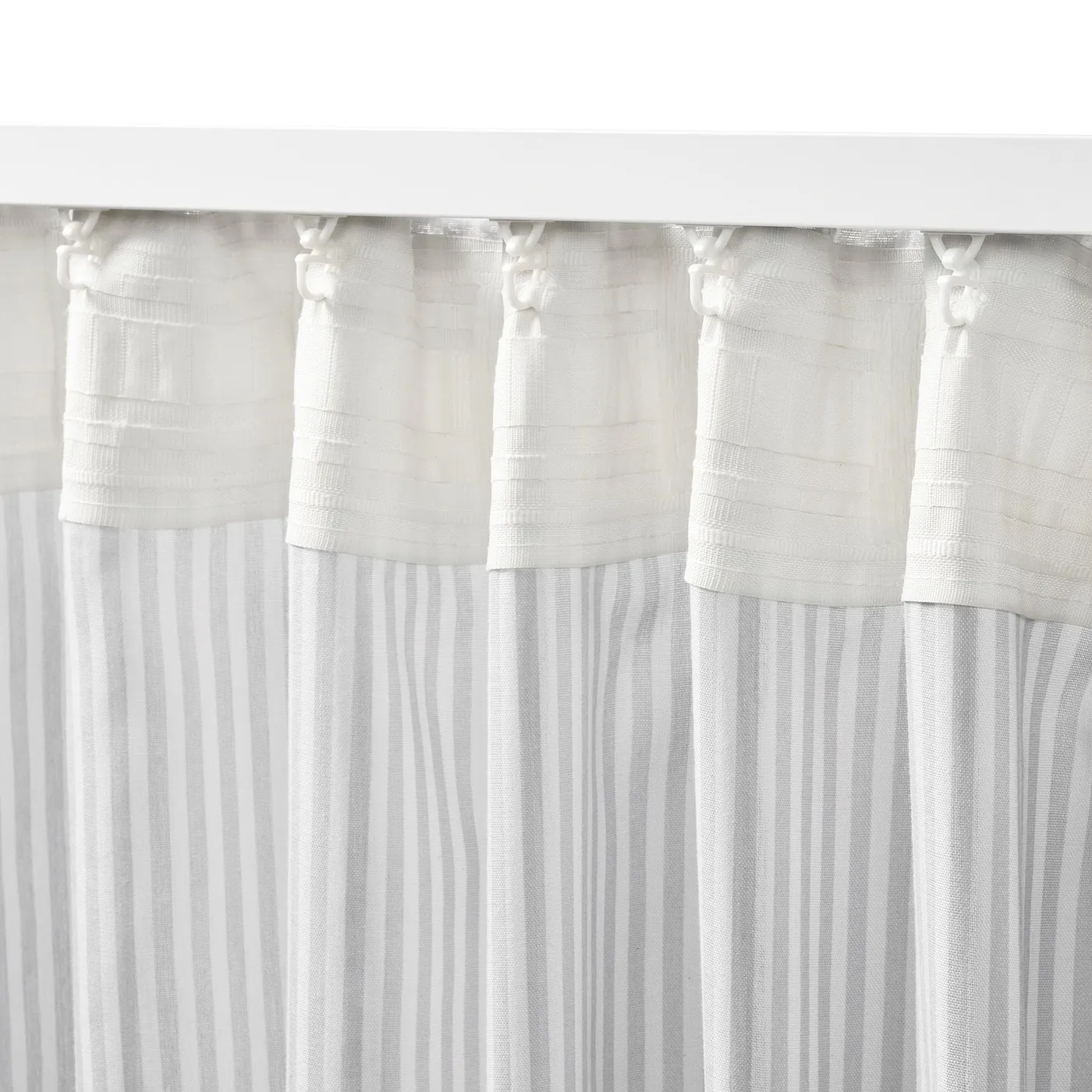 BYMOTT rideaux, 2 pièces, blanc/gris clair rayé, 120x250 cm
