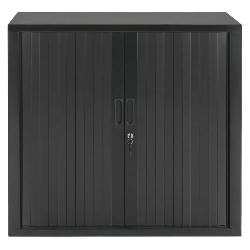 Petite armoire de bureau à rideaux 'classify' gris foncé 72x80cm