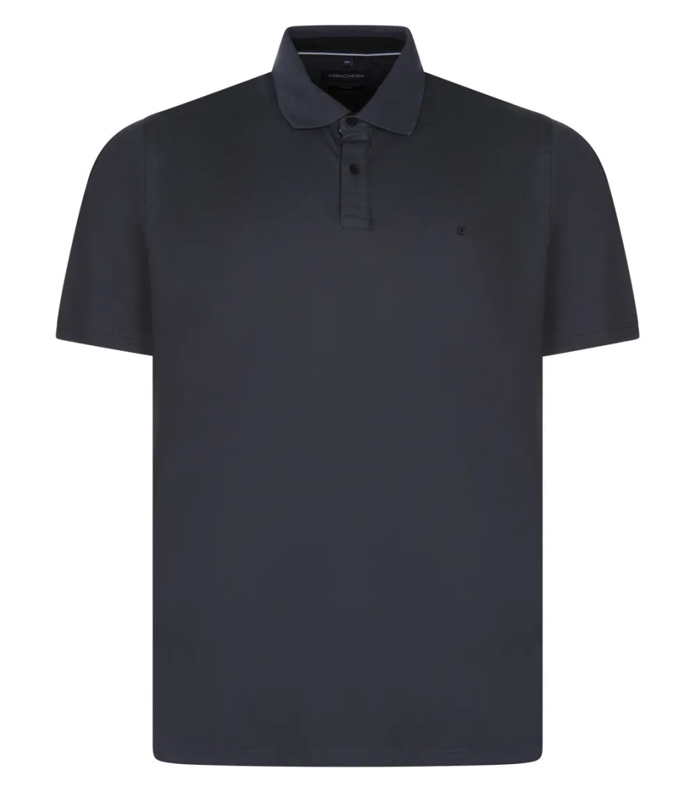 Polo Casa Moda en coton mélangé gris à manches courtes