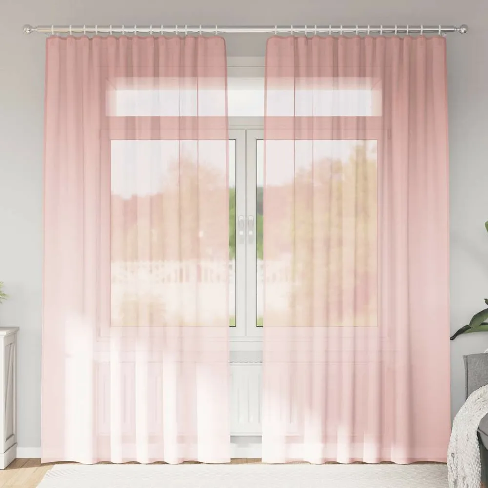 Rideaux en voile avec boucles 2 pcs rose 140x225 cm