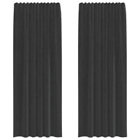 Rideaux en voile avec passants 2 pcs noir