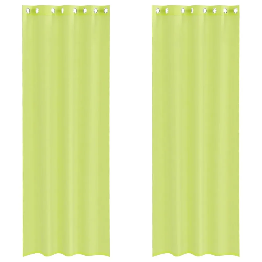 Rideaux en voile avec œillets 2 pcs vert pomme 140x300 cm