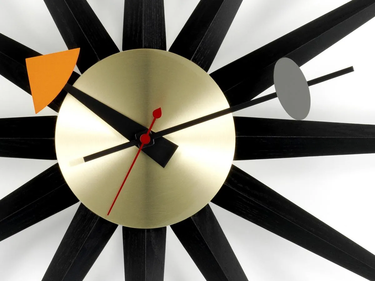 Sunburst Clock Black