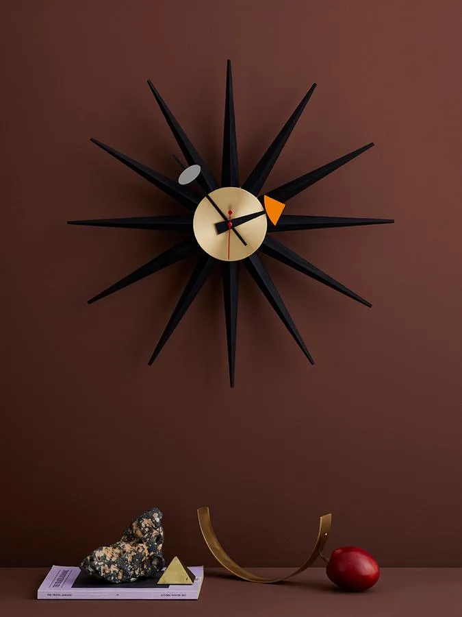 Sunburst Clock Black