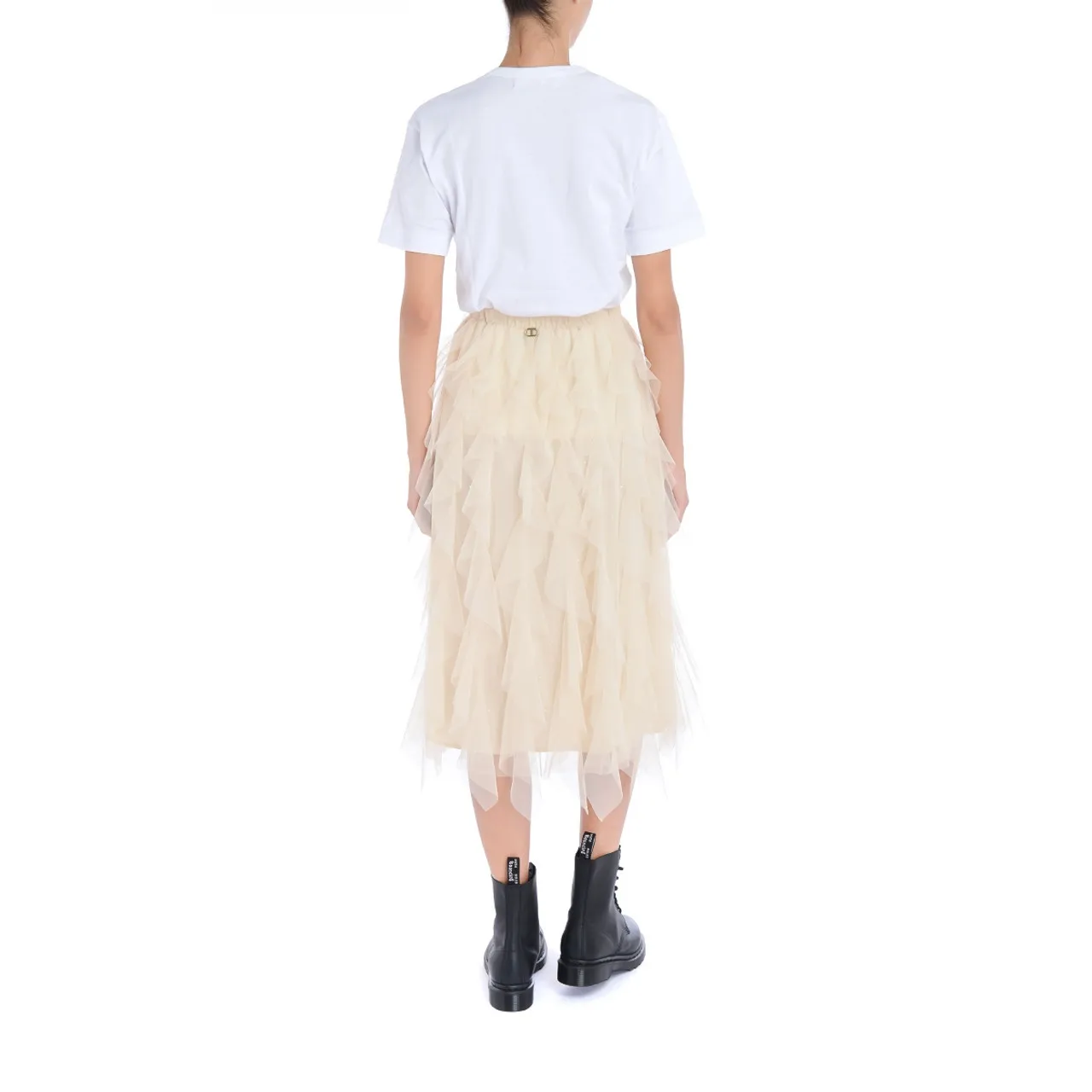 Twinset Jupe en tulle écru à volants