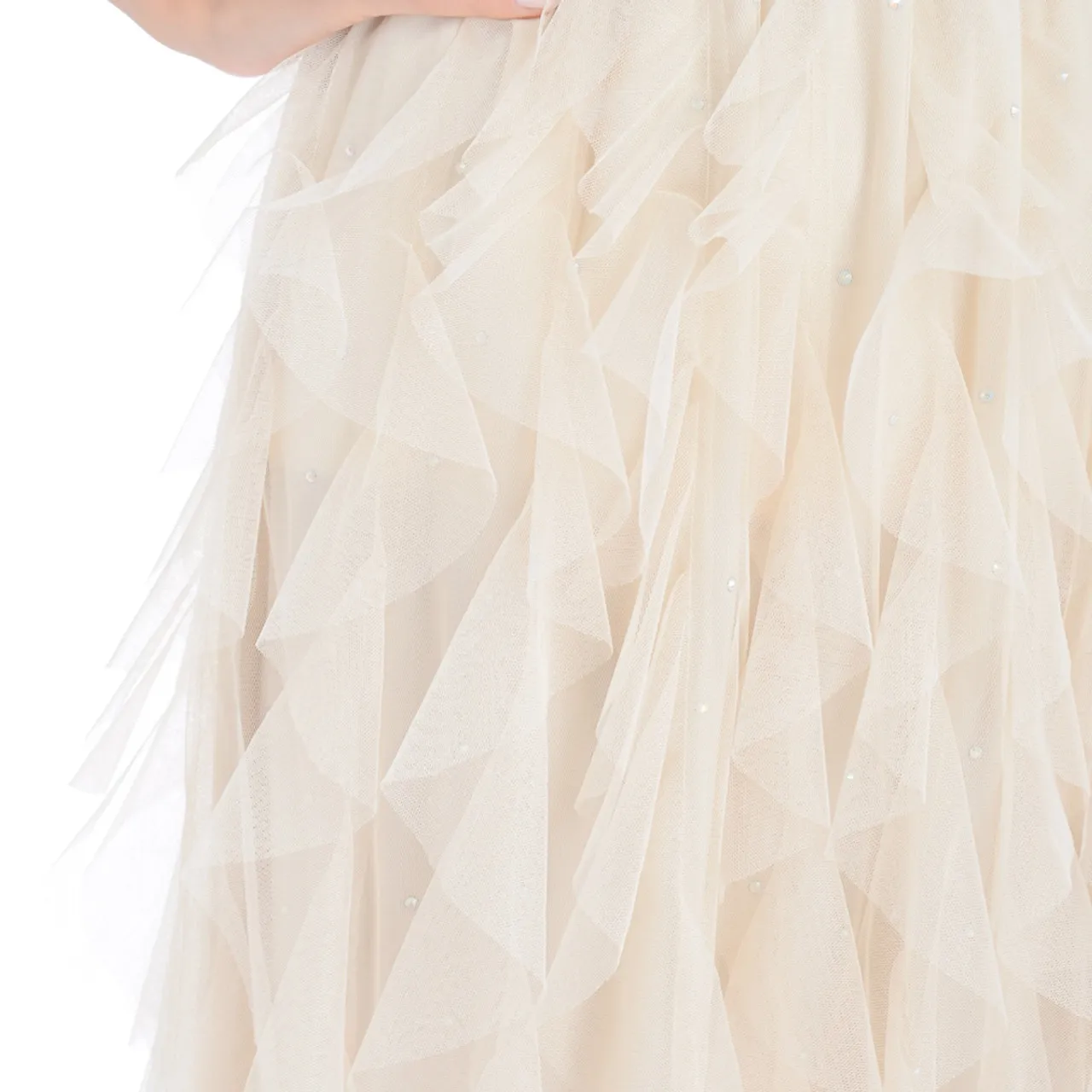 Twinset Jupe en tulle écru à volants