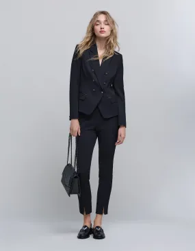 Veste tailleur en twill noir coupe ajustée femme